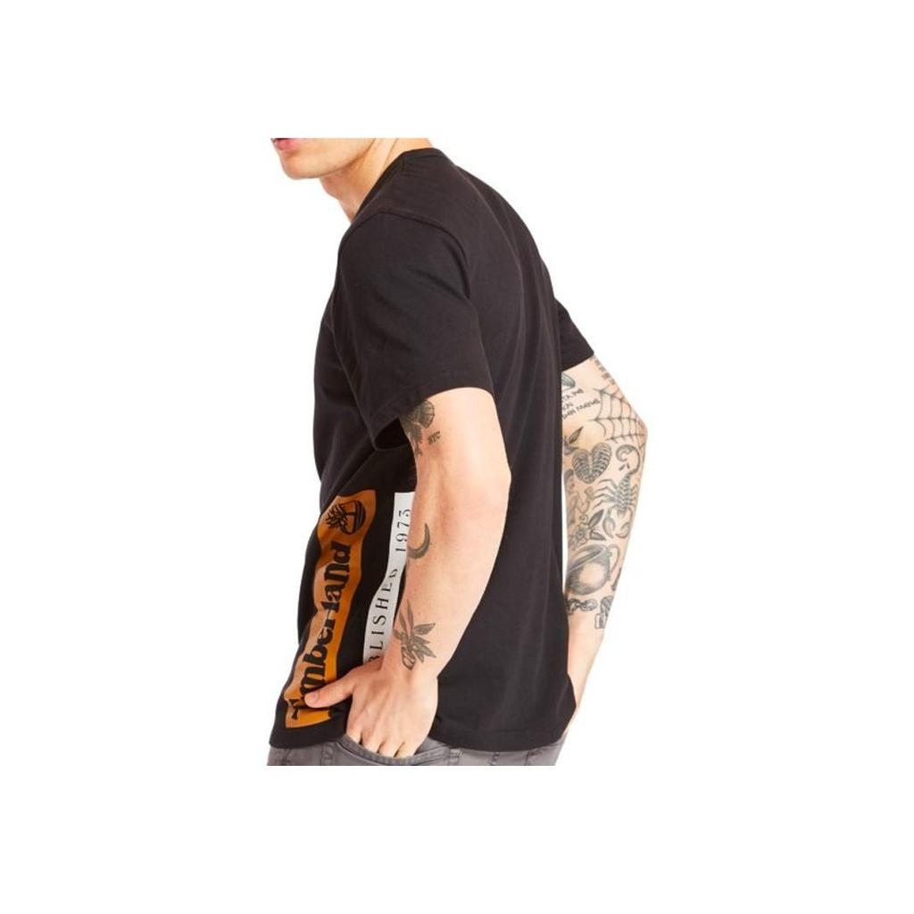 Timberland SS20 Персонализированная вертикальная футболка с коротким рукавом и принтом в виде блоков, мужские топы, черные A22REP56