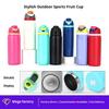 Double Drink Cover Stainless Steel Thermos Cup, Men's and Women's Outdoor Sports Fruit Cup, High-value Bouncing Cup with Rope