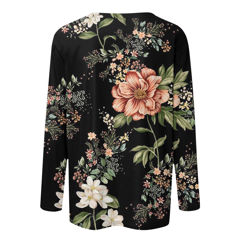 Женская модная повседневная футболка с круглым вырезом и длинным рукавом с принтом, топ