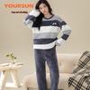EerShuang Women's Plush Thickened Thermal Pajama Set
