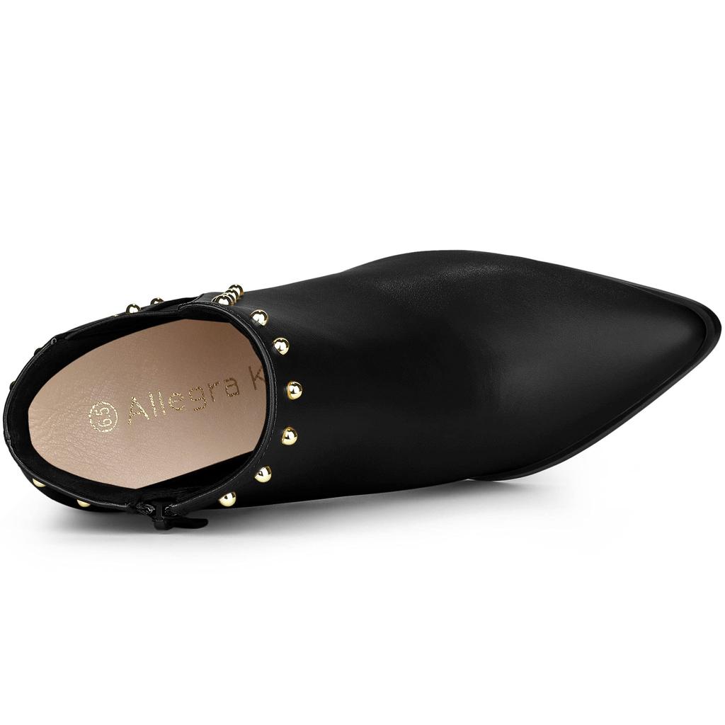 Allegra K Chelsea Ankle Boots with Rivets, Pointed Toe, Stiletto Heels, Women's, Black, Size 26.0 Cm