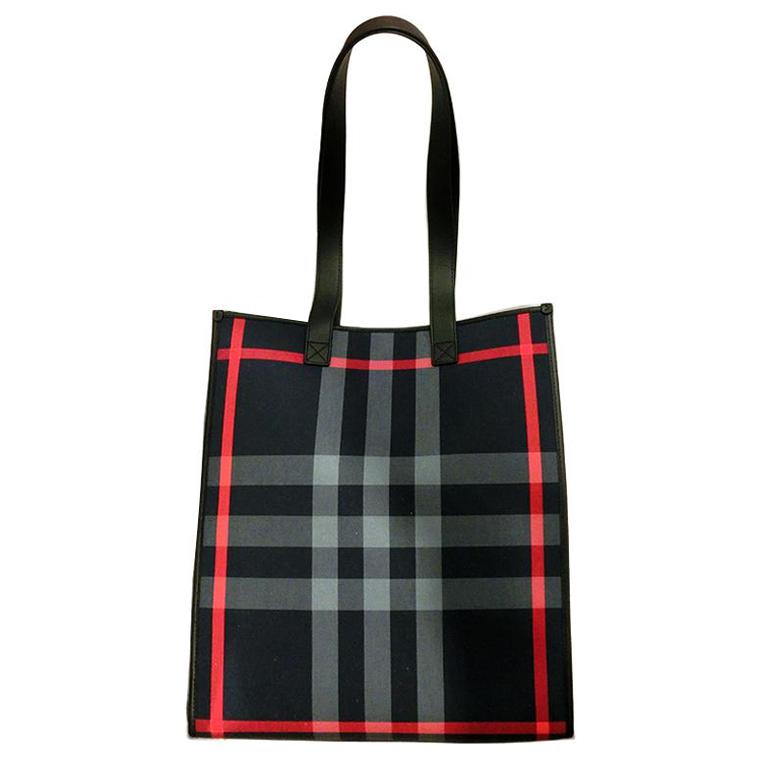 Burberry Classic Check Design Cotton Tote Bag Men Tote Bags Dark-Blue 80840581
