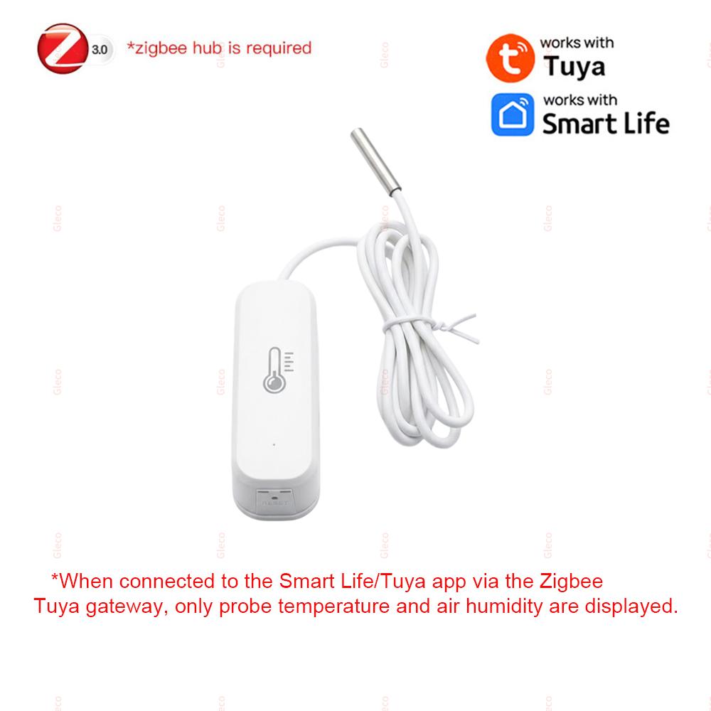 Умный термометр-гигрометр Zigbee с зондом, датчик температуры жидкости для бассейна, холодильника, морозильной камеры, для 2MQTT TUYA Smart Life