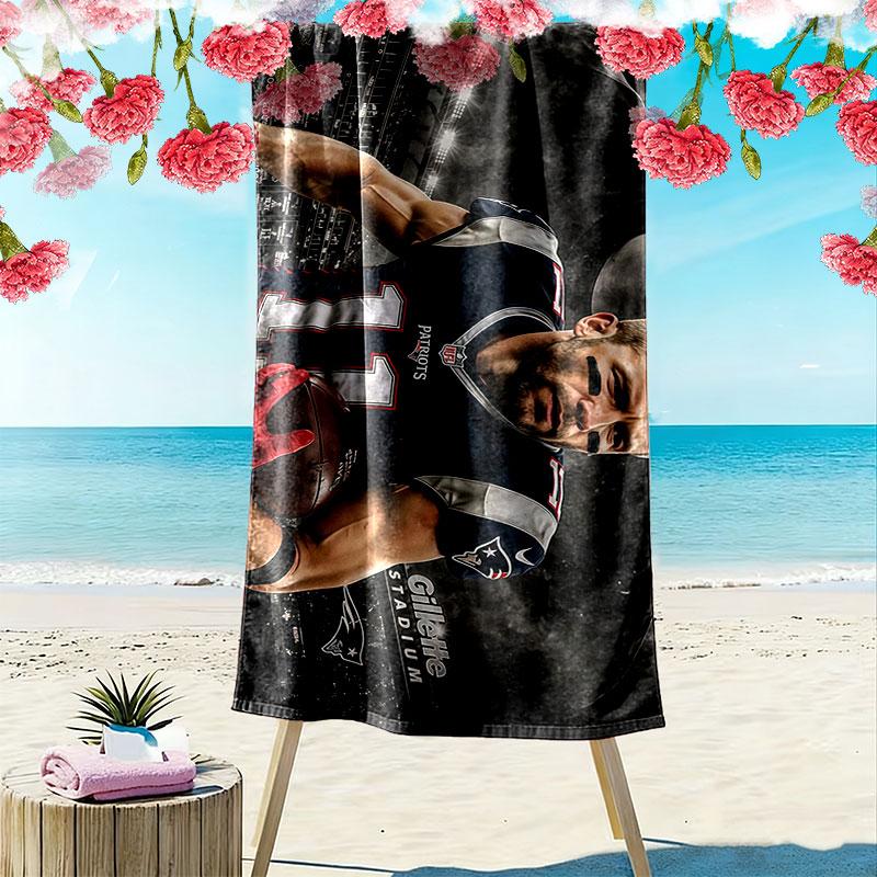 Julian Edelman Print Beach Towel, Large Soft Quick Dry Towel for Beach Camping Swimming