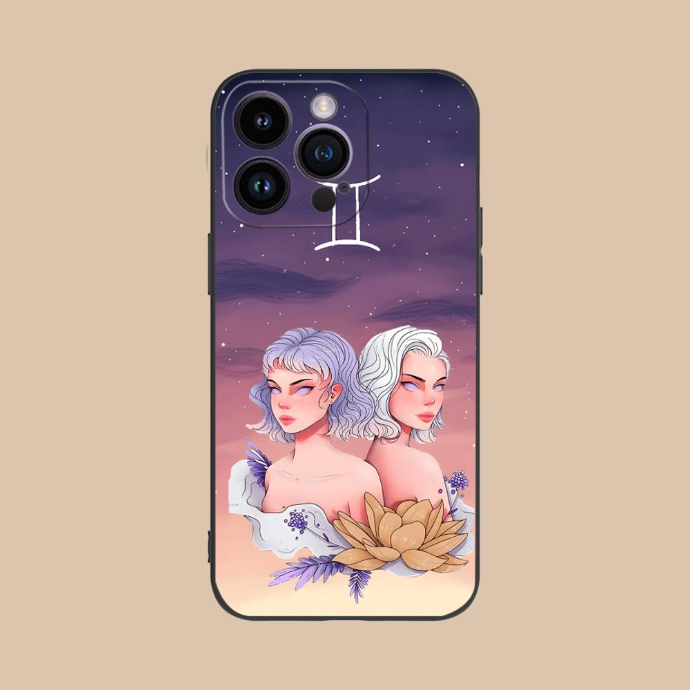 Чехол для мобильного телефона со знаком зодиака Близнецы для iPhone 17 16 15 14 13 12 11 X XR XS 8 7 Air Pro Max Plus Mini Цветной Чехол Роскошный
