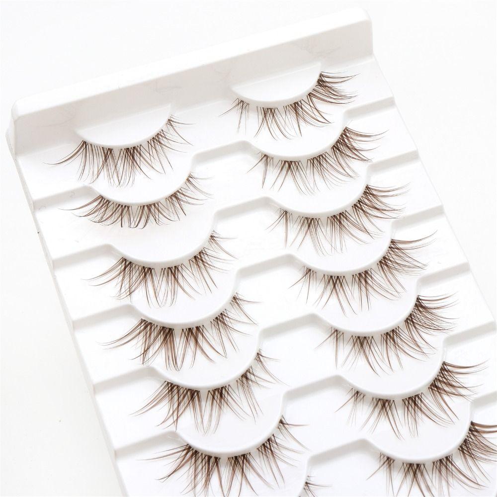 10 Pairs 3D Brown False Eyelashes Japanese Cosplay Dramatic Anime Lashes Faux Mink Lashes for Women