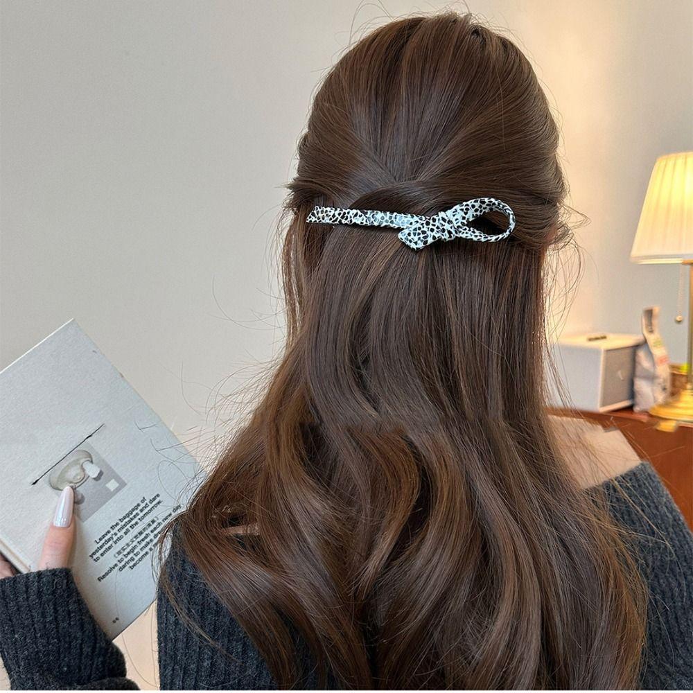 BEPAN Retro Leopard Print Acetic Acid Bow Hair Clip Korean Style Barrettes Bowknot Hairpin wear Side Clip Girl