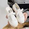 Модные белые женские туфли из вулканизированной ткани с двумя носками, ленивые туфли Snakers с толстой подошвой, повседневные, полупрозрачные, парусиновые, для ходьбы, теннисные туфли со шнуровкой, Zapatos