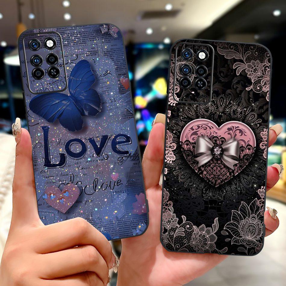 For Infinix Note 10 Pro Note10 Elegant Butterfly Cat Printed Phone Case For Infinix Note 10 10Pro NFC Black Silicone Soft Cases