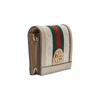 Gucci Ophidia Logo Stripe Canvas And Leather Wallet Women wallet Beige White 523155-UULAG-9682