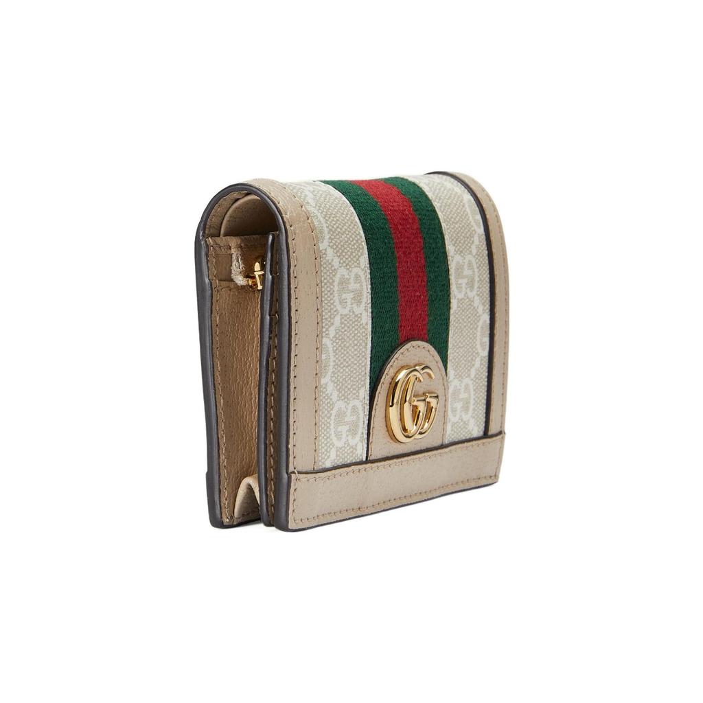 Gucci Ophidia Logo Stripe Canvas And Leather Wallet Women wallet Beige White 523155-UULAG-9682