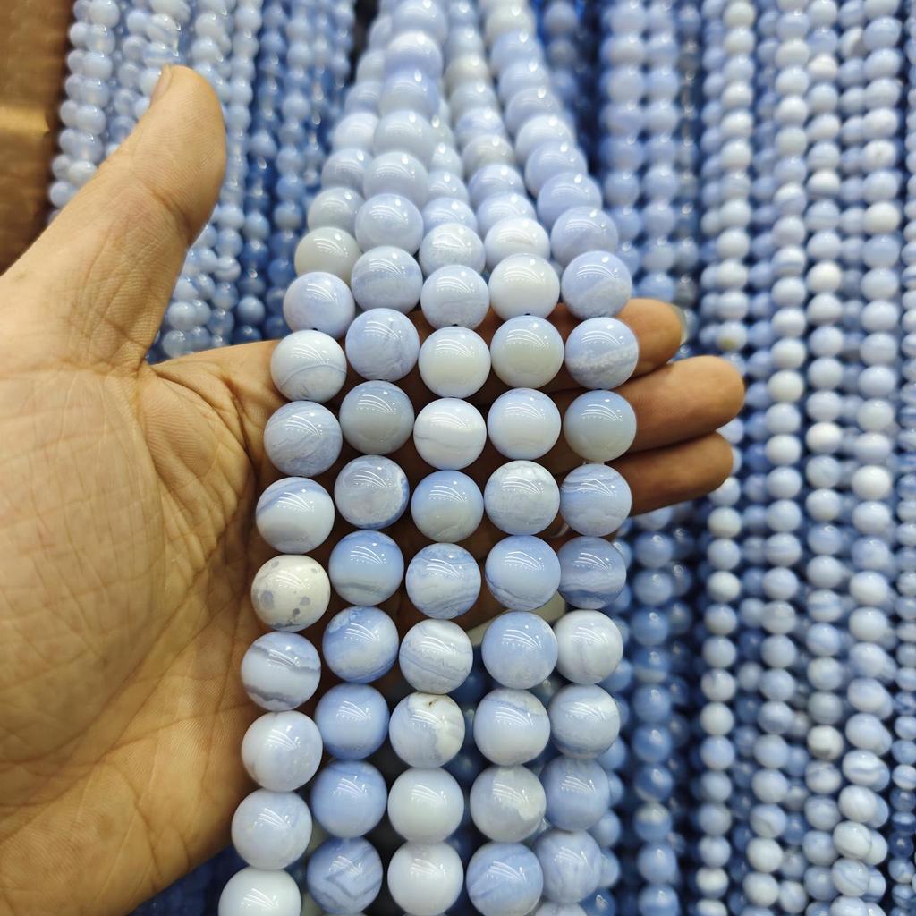 Серия «Синий» Бусины из натурального камня Аквамарин и Голубой кружевной агат для изготовления украшений своими руками