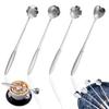 Набор из 4 серебристых кофейных ложек из нержавеющей стали, 18 см, дизайн с золотым цветком, многофункциональная столовая посуда для чая, десертов и для подарка