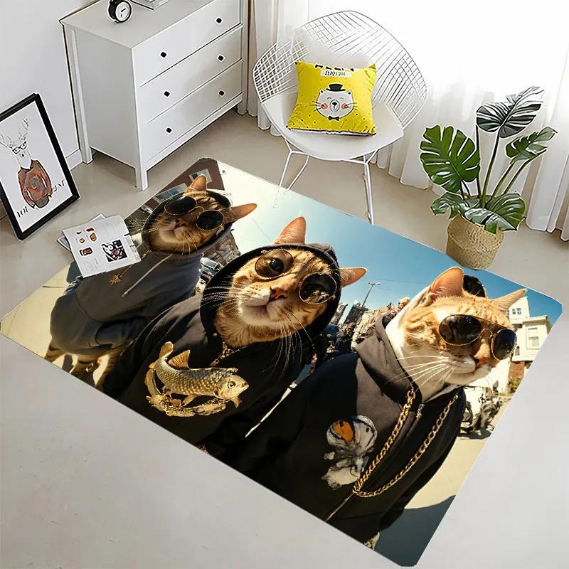 Забавный кот 3D-печать Большие ковры для дома Гостиная Детская спальня Диван Придверный коврик Кухонные коврики Противоскользящий Декор