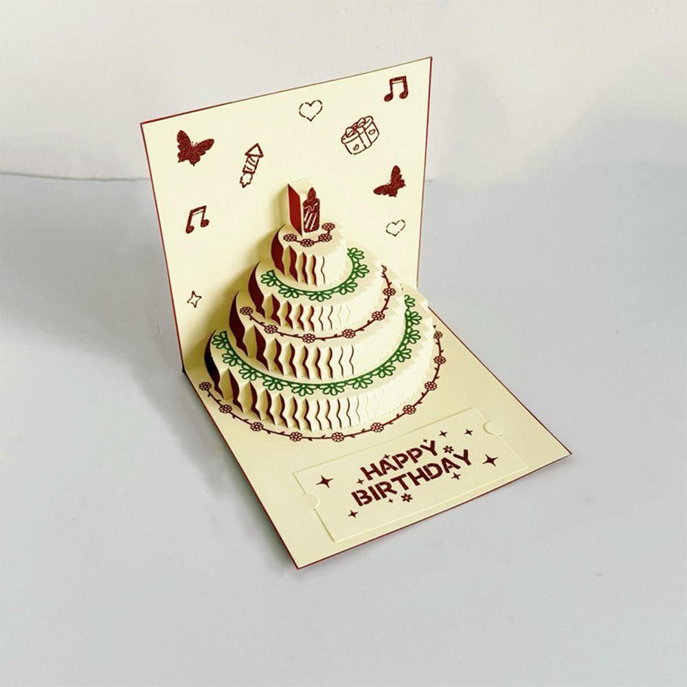 Handmade Pop-Up Greeting Card Folding Birthday Cake Card Creative Gift Card  Baby Shower