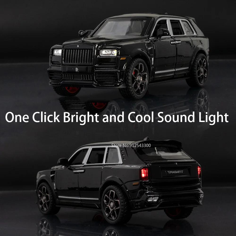 1:36 Scale Cullinan Toy Car Model Alloy Diecast Rubber Tires Sound Light Pull Back Simulation Toy Vehicles Models for Adult Toys