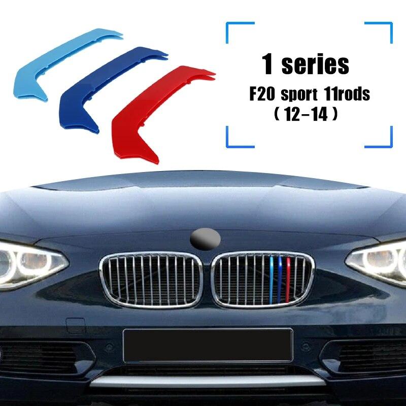 3PCS Car 3D M Styling Front Grille Trim Bumper Cover Strip Strips Stickers Cover for BMW F20 8 9 11 Rods 1 Series External Decor