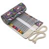 Bohemian Style Pencil Wrap Bag 36/48/72 Slot Canvas Pouch for Marker Pens Stationery School A6573