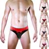 Мужские эротические трусики с низкой талией, кружевные стринги с цветными блоками, футболки из ледяного шелка