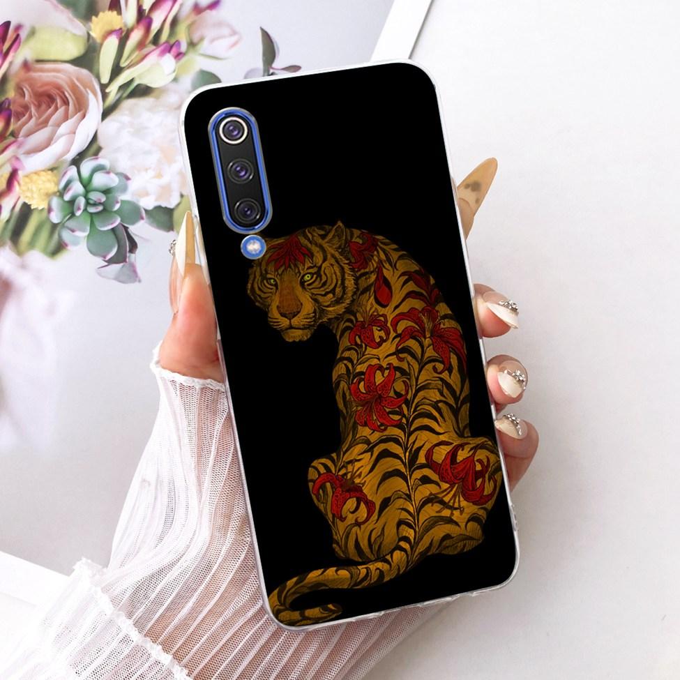 Transparent Cover For Xiaomi Mi 9 SE Case Cute Cat Luxury Fashion Butterfly Funny Painted Casing M1903F2G