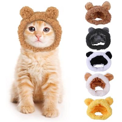 Милый костюм кошки, шляпа медведя для кошек, регулируемый мягкий головной убор для маленьких домашних животных, шляпа медведя для кошек, щенков, собак