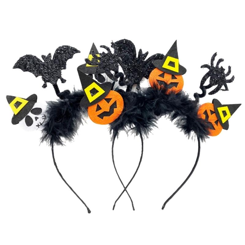 Adult Teens Headband Wing&Skull&Pumpkin Shape Hair Hoop Halloween Party Headpiece Woman Girls Cosplay Costume Hairband