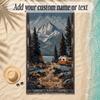 Landscape Theme Soft Beach Towel Personalized Custom Name Text Towel Portable for Beach Pool Travel
