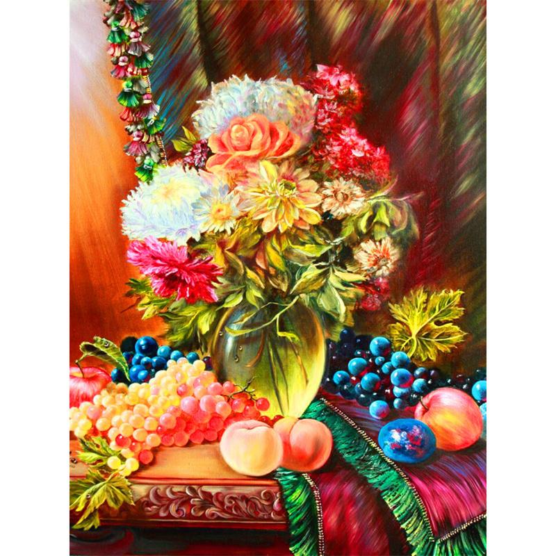 5D DIY Алмазная картина Красивая цветочная мозаика Алмазная вышивка Картина Полный круглый горный хрусталь Домашний декор Подарок