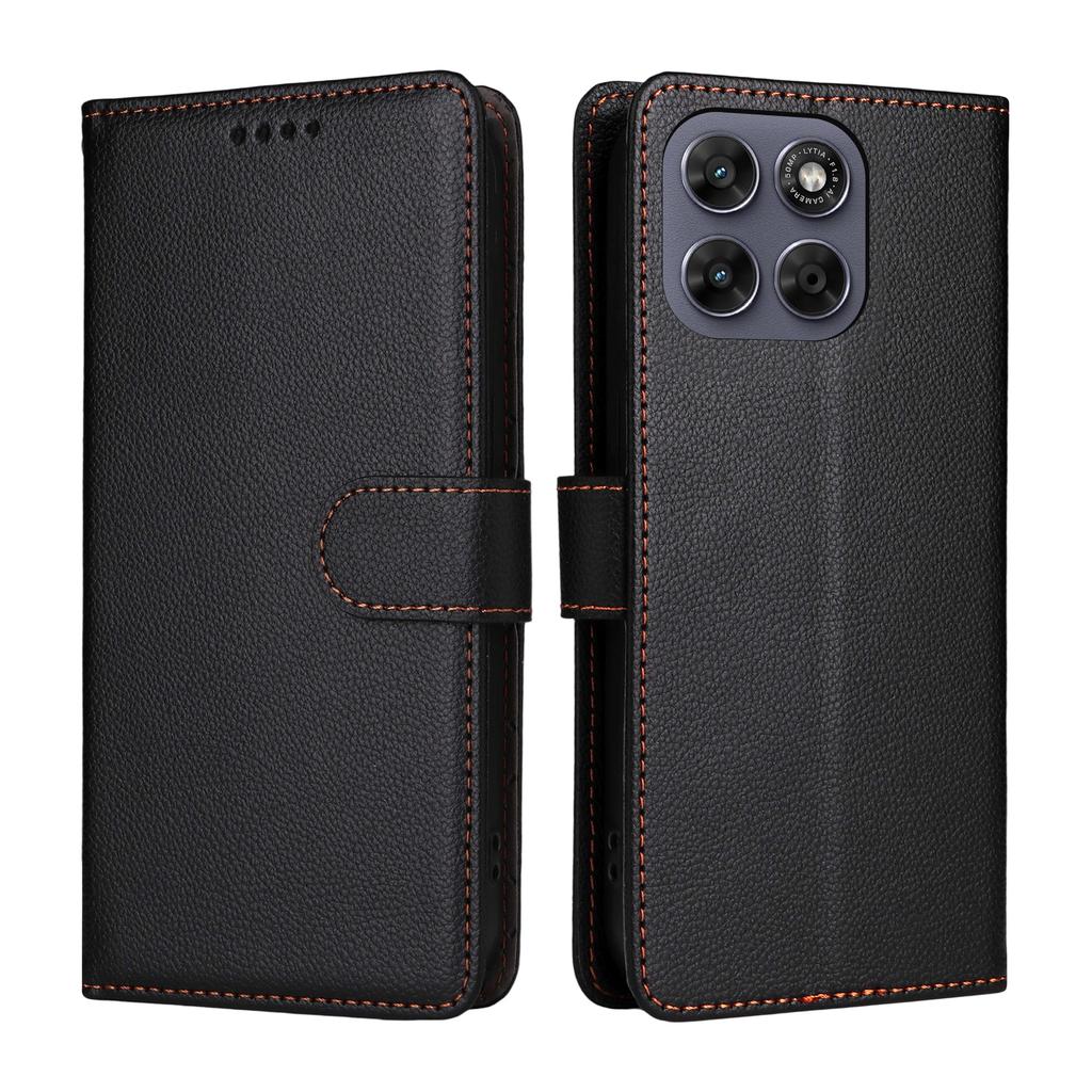 Case for Moto G67 5G - Leather/PU, Black, With Card Holder