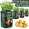 Potato Grow Bags 5/7/10 Gallon with Flap and Handles Planter Pots for Onion Fruits Tomato Carrot Green,Home Gardening