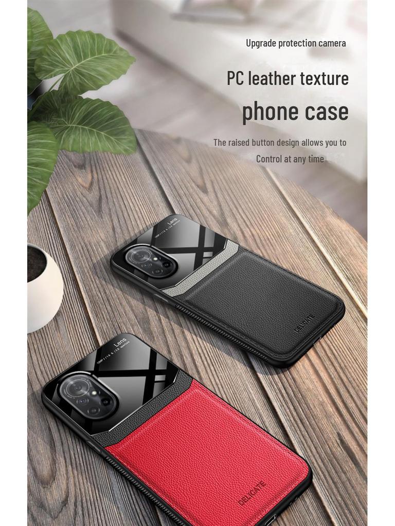 Защитный чехол с текстурой кожи для Huawei Honor V40 Light Luxury Edition - мягкий силикон, полный край, защита объектива 5G