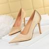 European and American Fashion Sexy Thin High Heels Fish Scale Satin Shallow Mouth Pointed High Heels
