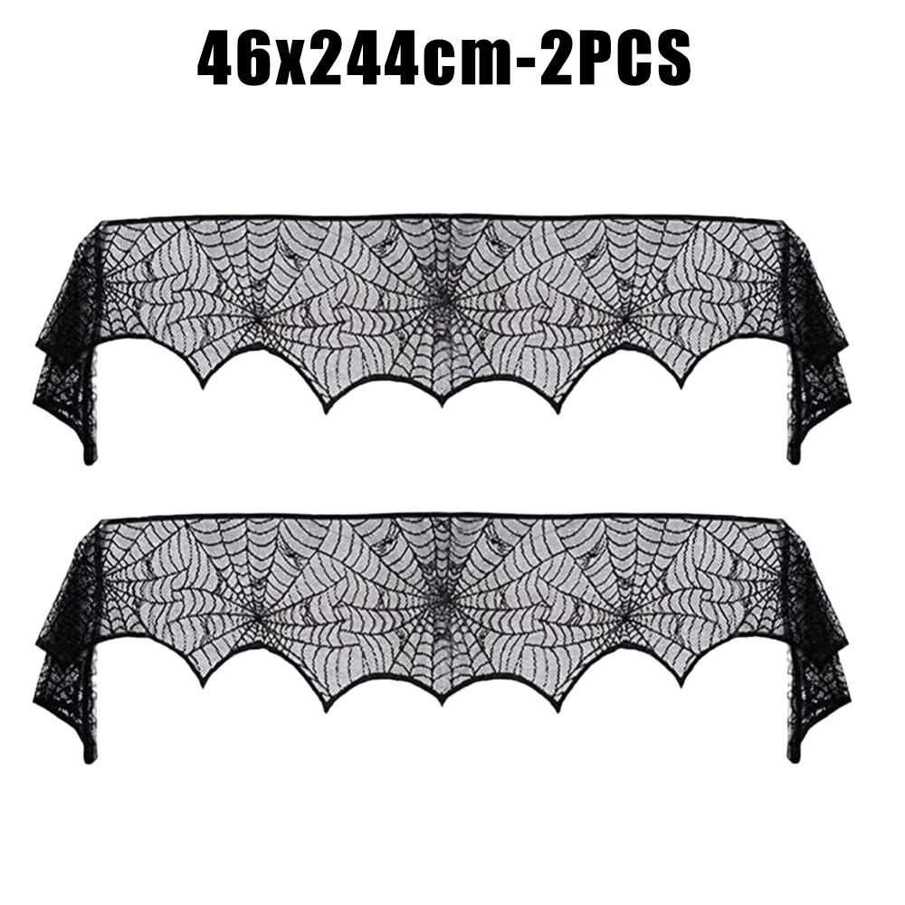 Хэллоуин Черная кружевная скатерть Паутина Чехол LuoluoHouse Элегантный Ужас Маскарадная вечеринка Страшная Ночь кино Декор стола