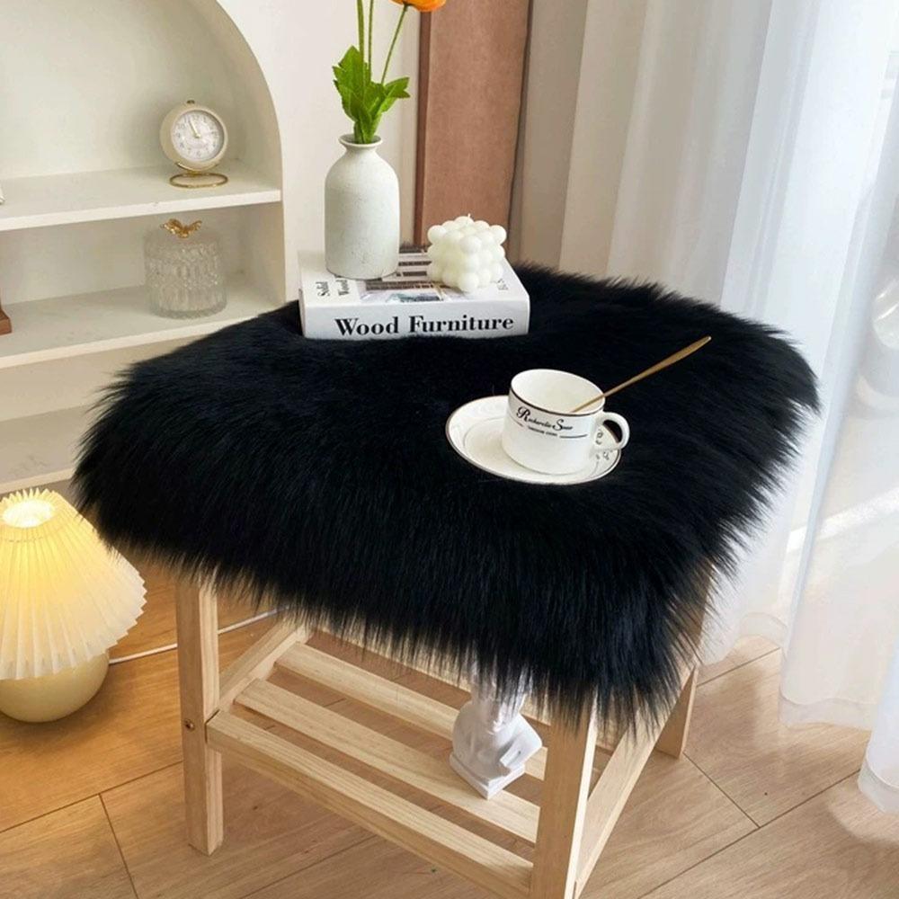 45*45cm Display Dressing Table Mat Fluffy Shaggy Fur Rugs Sofa Pillow Cushion Seat Cushion Pad