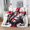 Cross Templars Knight Flannel Blanket Soft Warm All-Season Throw, Design for Camping, Car Travel, Hiking Sofa, Bed, Office Perfect Gift for Parties