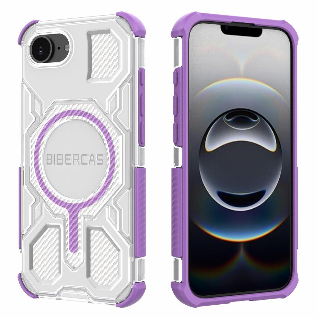 BIBERCAS J-16 Transparent Series For iPhone 16e Case Compatible with MagSafe TPU+PC Phone Cover