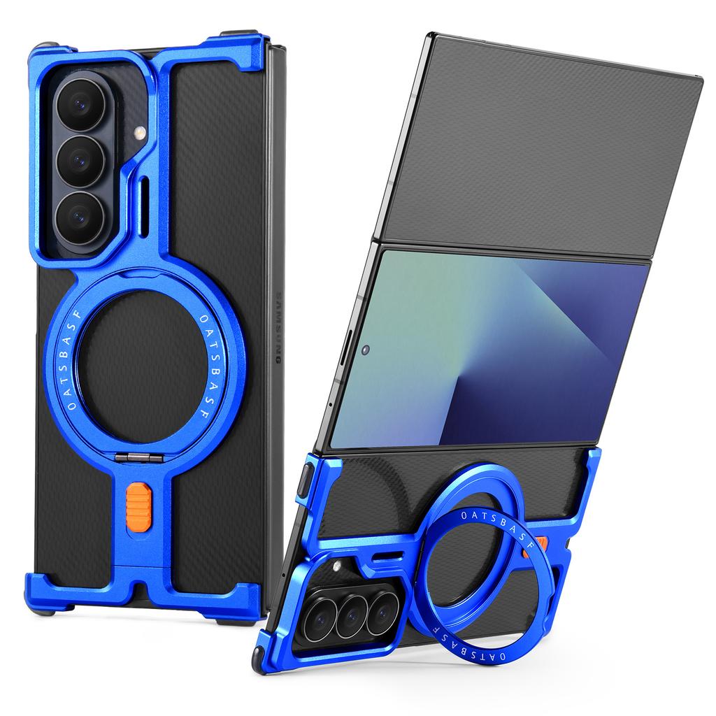Für Samsung Galaxy Z TriFold Handyhülle mit Ständer 360° drehbare Kamera und Bildschirm Sturzschutz Metall Schlanke Handyhülle