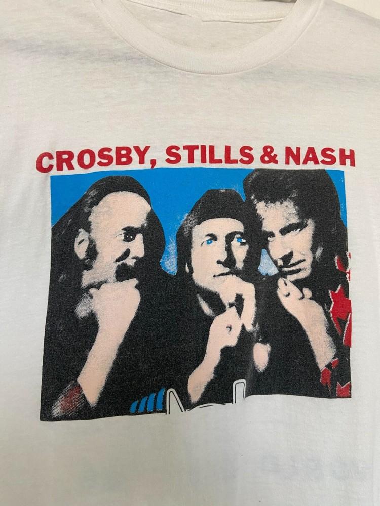 Винтажная белая унисекс футболка Crosby Stills Nash and Young Мировой тур