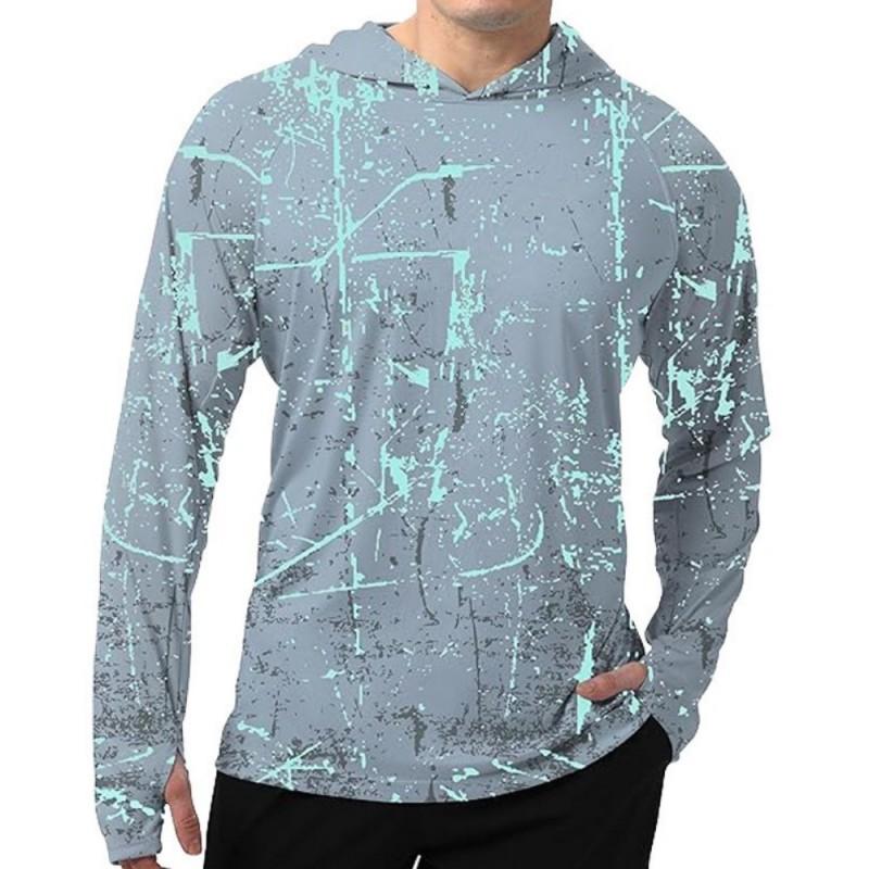 Mens UPF 50 Quick-Dry Long Sleeve Fishing Hoodie Sun Protection Shirt Summer Outdoor Sports Cycling Apparel