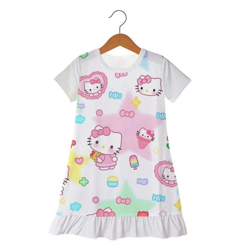 Пижама Детская Hello Kitty Летняя Юбка Модная Повседневная 3-6 Лет Платье для Девочек
