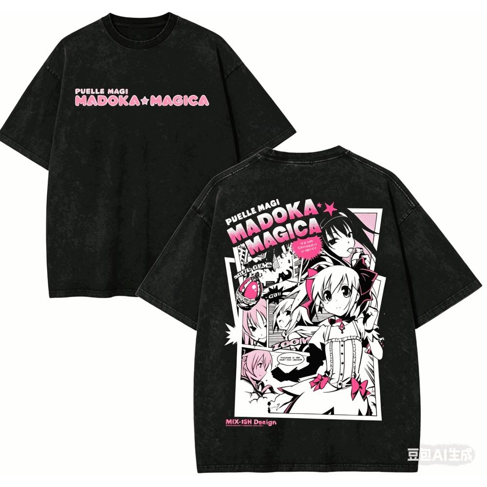 Puella Magi Madoka Magica Хлопковая футболка Одежда на весь год Высокое качество Личность Одежда Большие размеры Унисекс Новая модель Ретро Мода