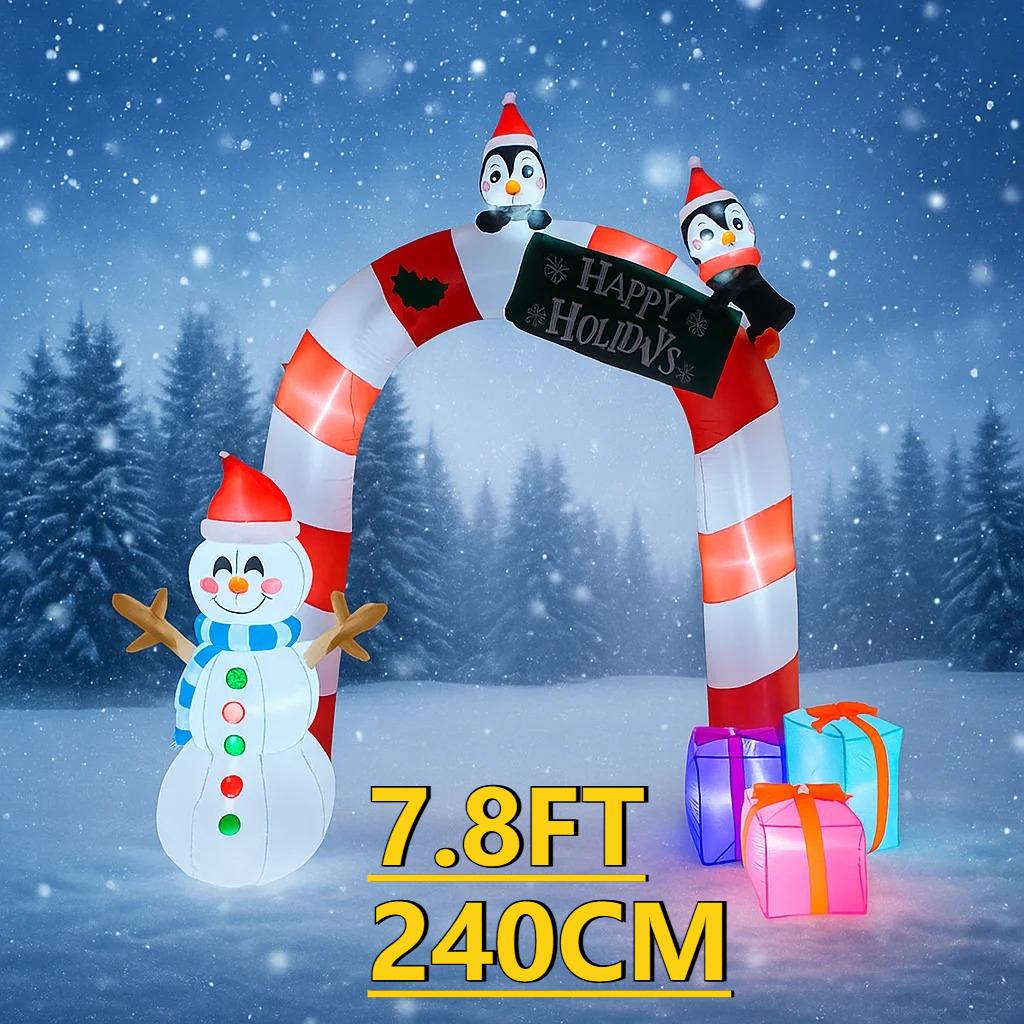 7.8FT LED Inflatable Yard Archway Decorations Snowman Penguin Sign Xmas Home Decor Ornaments Supplies Toy Gift Christmas Holiday