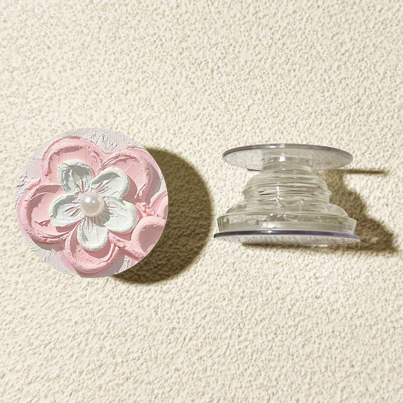 Round Oil Painting Flower Phone Stand, Telescopic Air-Cushion Stand, Adhesive Desktop Phone Stand