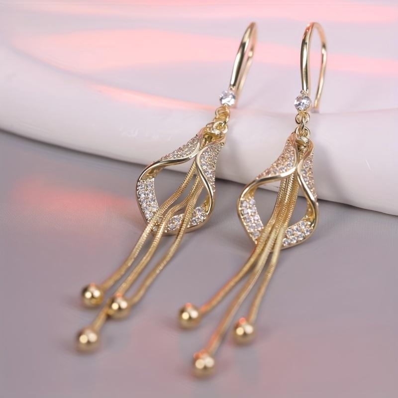 Элегантные серьги-кисточки с кристаллами, длинные драпированные серьги из сплава с синтетическими стразами, медные иглы для ушей