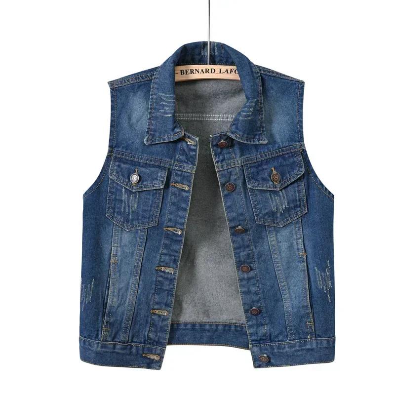 Джинсовый Жилет для Женщин Куртка Весна Уличная Одежда Женская Одежда Пальто Модная Одежда Повседневный Винтажный Элегантный Без Рукавов