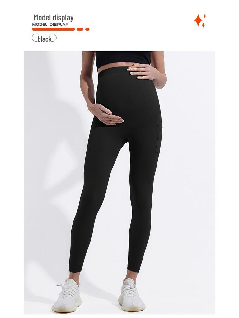 Женские бесшовные брюки для йоги для беременных с карманами - Девять точек, с эффектом подтяжки бедер, утягивающие леггинсы