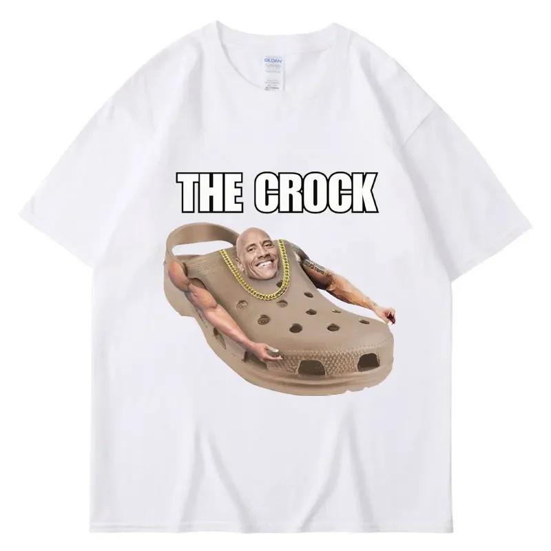 Short Sleeved Round Neck Y2k Tshirt Men Clothing New in Top Tees Mens TShirt Camisetas The Crock Dwayne Johnson Funny Meme