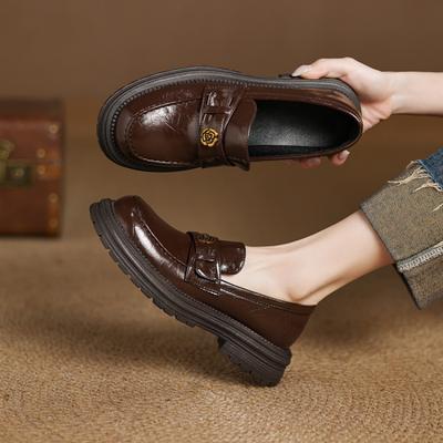 Новые женские туфли на все сезоны, с круглым носком, толстой подошвой, нескользящие, женские удобные туфли на мягкой подошве, на низком каблуке, на плоском каблуке, обувь большого размера