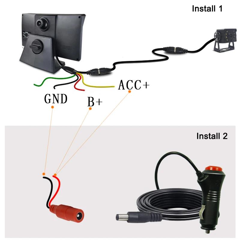 2CH 1080*720P 7 Inch IPS Screen Car Truck Bus AHD DVR Monitor with Digital Video Recorder for Front Rear Reverse Backup Camera