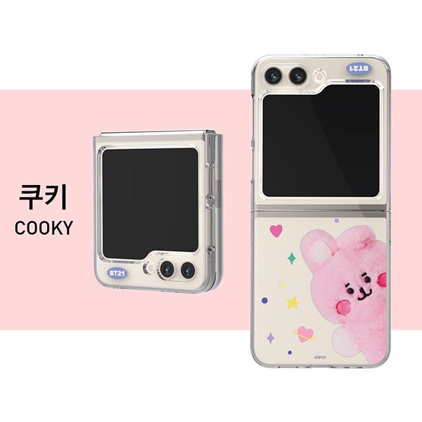 BT21 Чехол Fluffy Galaxy Z Flip 5 Прозрачный чехол Z Flip 5
